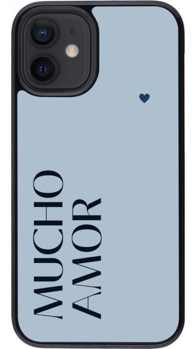 Coque iPhone 12 mini - Valentine 2024 mucho amor azul