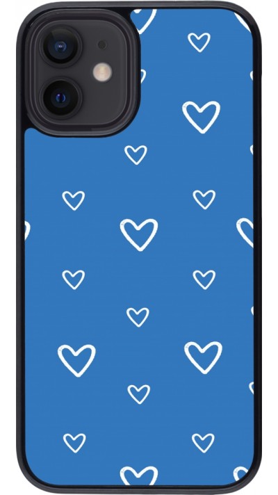 Coque iPhone 12 mini - Valentine 2023 blue hearts