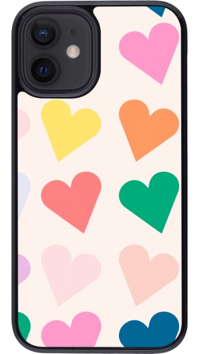 Coque iPhone 12 mini - Valentine 2023 colorful hearts