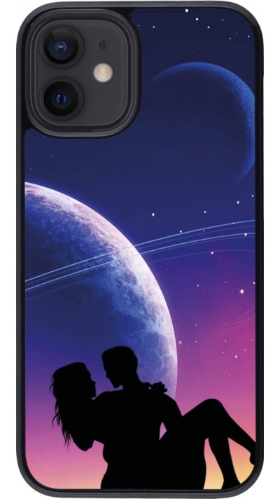 Coque iPhone 12 mini - Valentine 2023 couple love to the moon