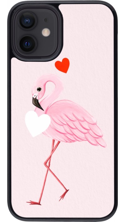 Coque iPhone 12 mini - Valentine 2023 flamingo hearts