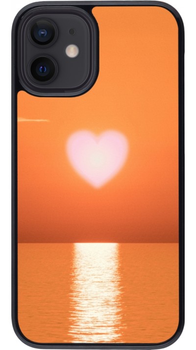 Coque iPhone 12 mini - Valentine 2023 heart orange sea
