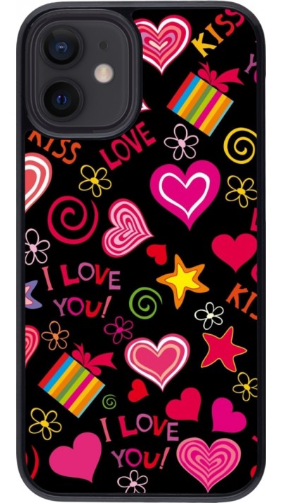 Coque iPhone 12 mini - Valentine 2023 love symbols