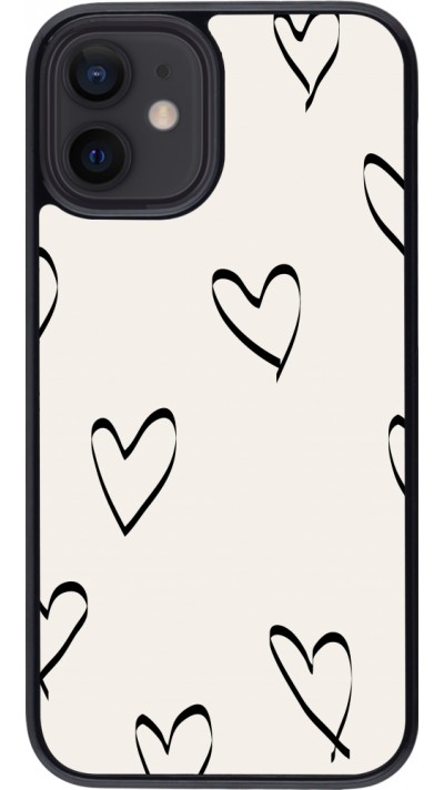 Coque iPhone 12 mini - Valentine 2023 minimalist hearts