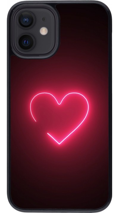 Coque iPhone 12 mini - Valentine 2023 single neon heart