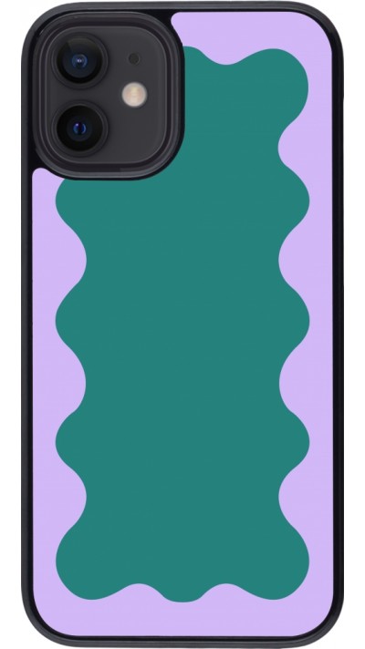 Coque iPhone 12 mini - Wavy Rectangle Green Purple