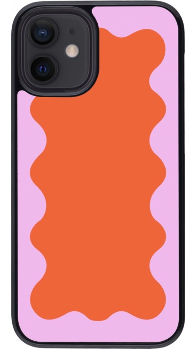 Coque iPhone 12 mini - Wavy Rectangle Orange Pink