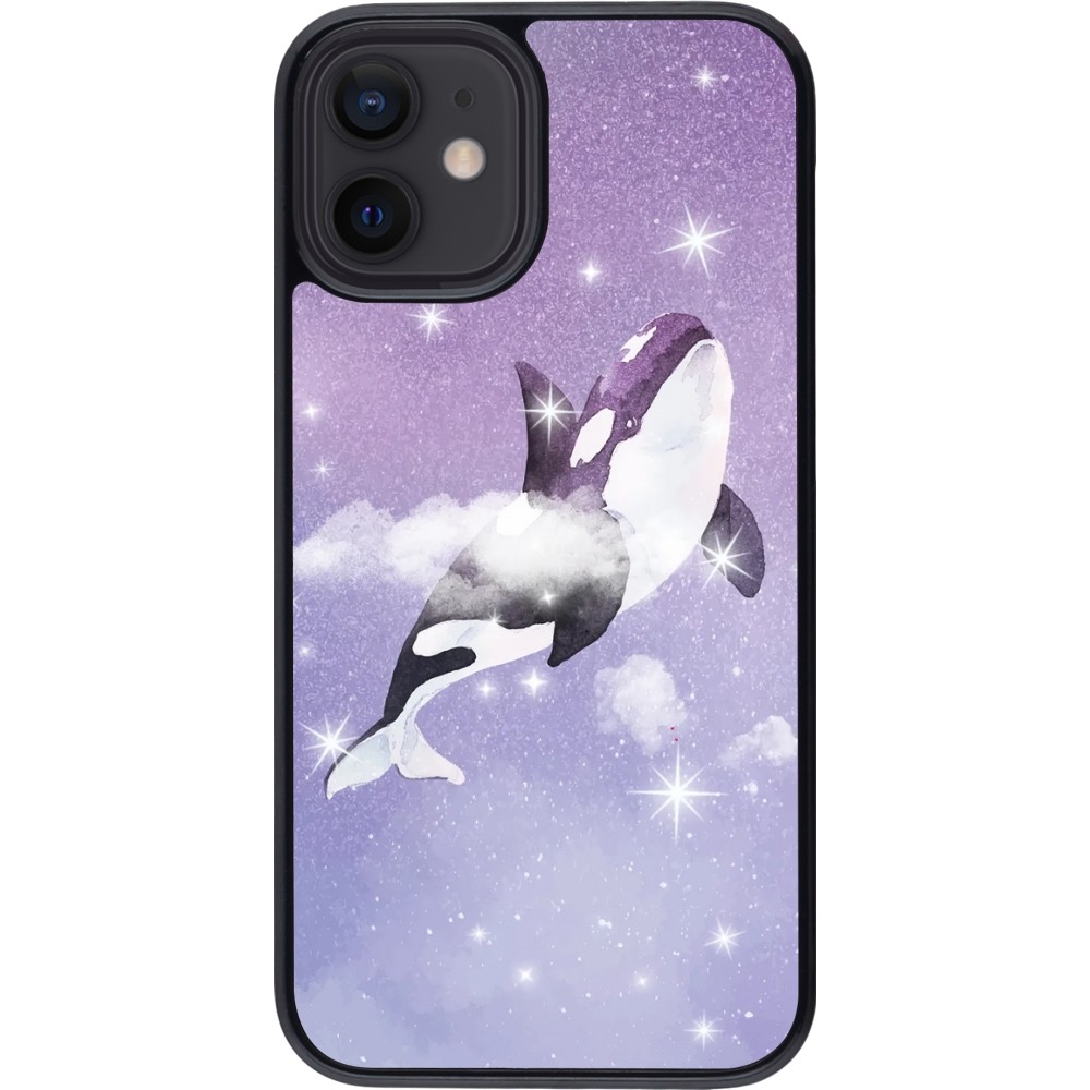 Coque iPhone 12 mini - Whale in sparking stars