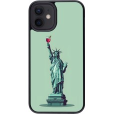 Coque iPhone 12 mini - Wine Statue de la liberté avec un verre de vin