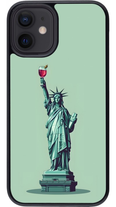 Coque iPhone 12 mini - Wine Statue de la liberté avec un verre de vin