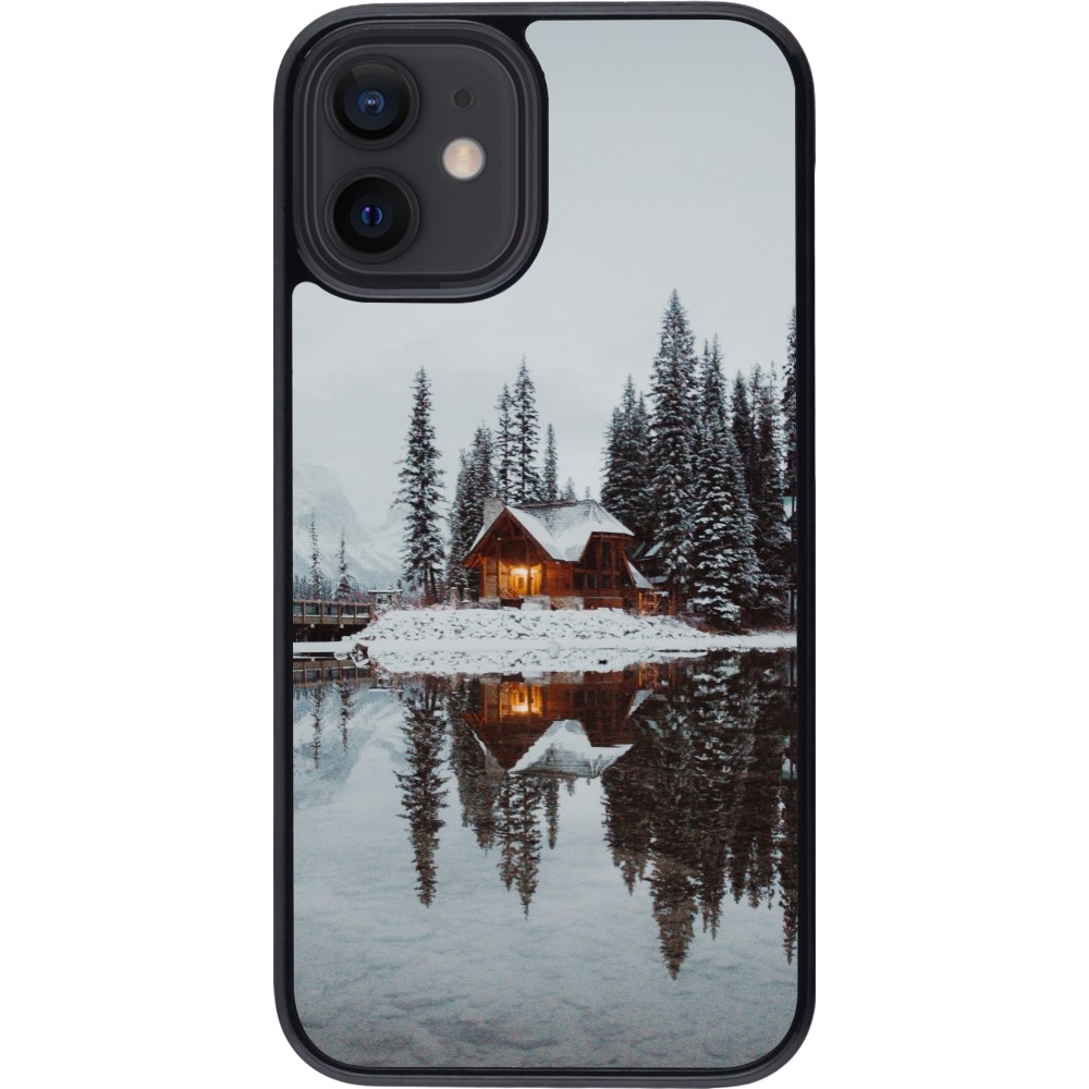 Coque iPhone 12 mini - Winter 25 Winter house forest afternoon