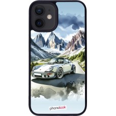iPhone 12 mini Case Hülle - Silikon schwarz Porsche 911 Berg Aquarell