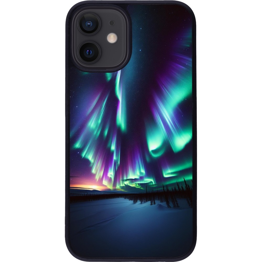 iPhone 12 mini Case Hülle - Silikon schwarz Funkelndes Nordlicht