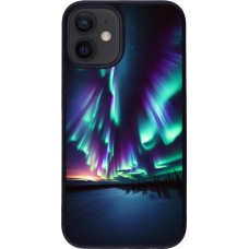 iPhone 12 mini Case Hülle - Silikon schwarz Funkelndes Nordlicht