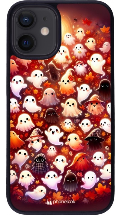 Coque iPhone 12 mini - Silicone rigide noir Fantômes automne mignons