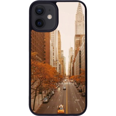 Coque iPhone 12 mini - Silicone rigide noir Autumn 2024 New York city