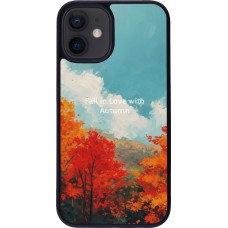 Coque iPhone 12 mini - Silicone rigide noir Autumn 25 Fall in love
