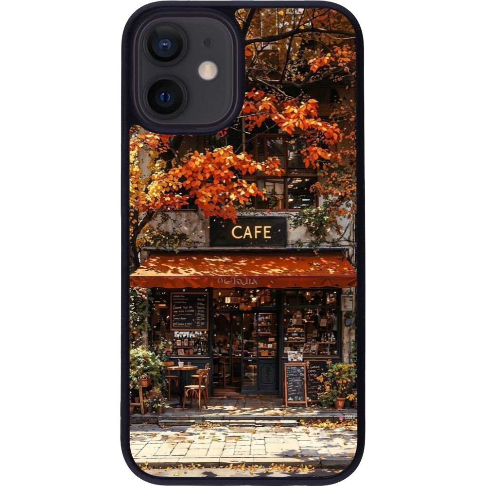 Coque iPhone 12 mini - Silicone rigide noir Autumn 25 Coffee shop