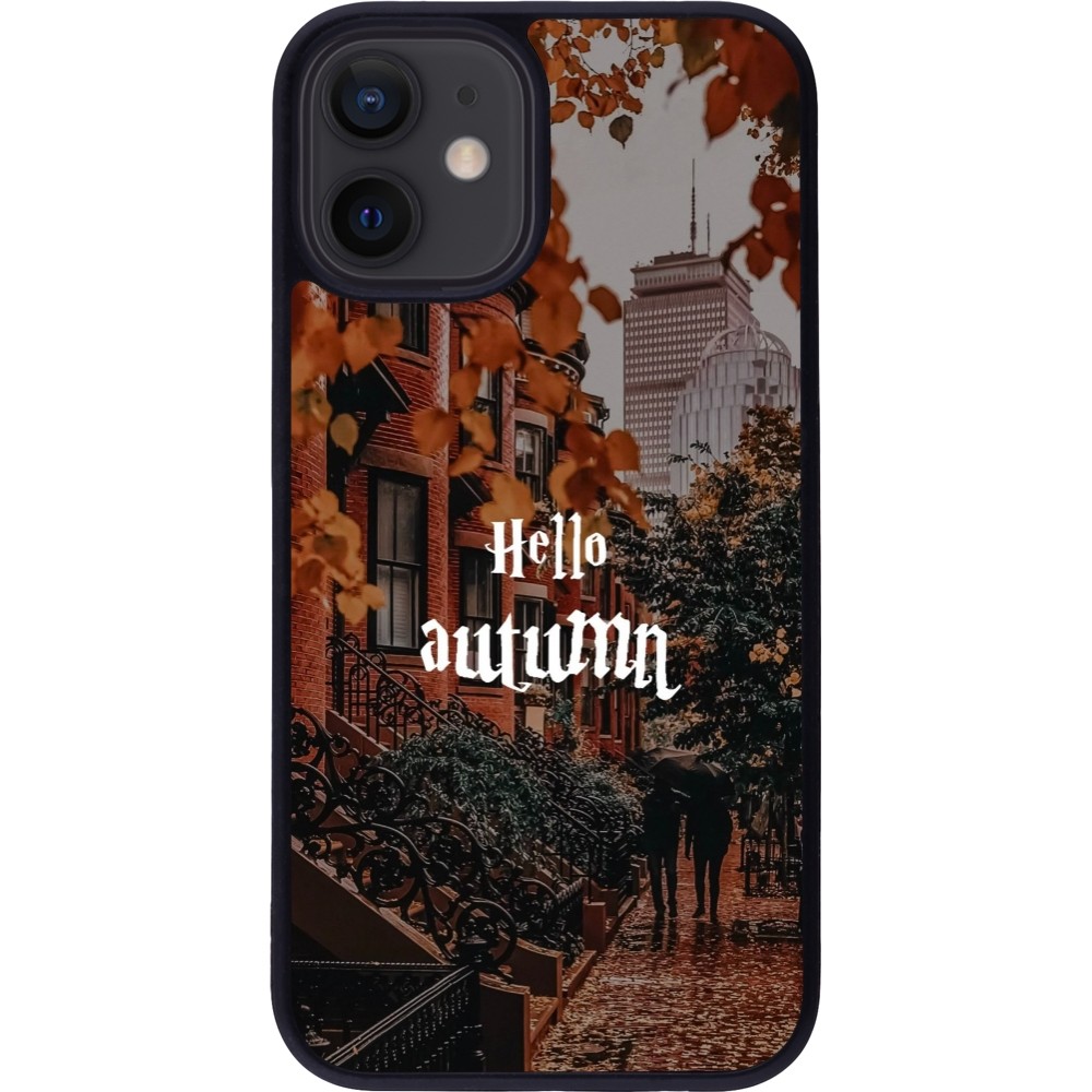 Coque iPhone 12 mini - Silicone rigide noir Autumn 25 Hello autumn