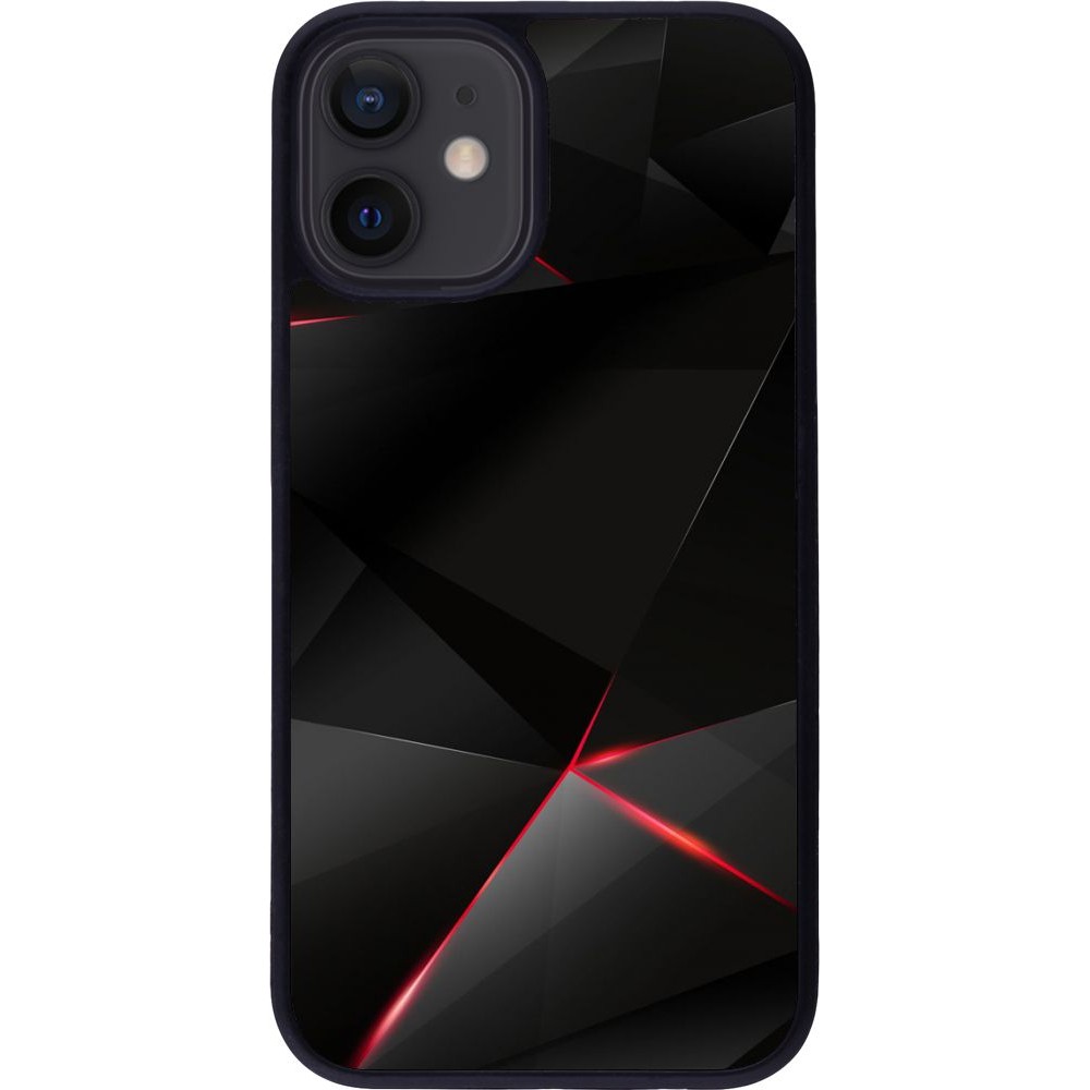 Hülle iPhone 12 mini - Silikon schwarz Black Red Lines