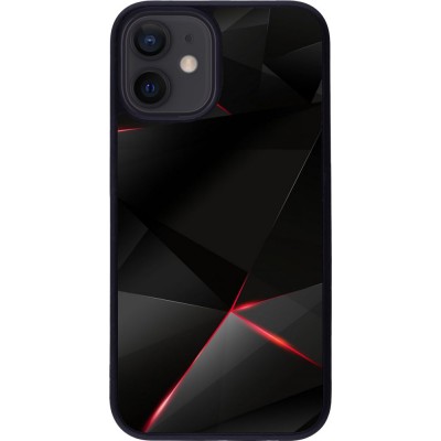 Coque iPhone 12 mini - Silicone rigide noir Black Red Lines