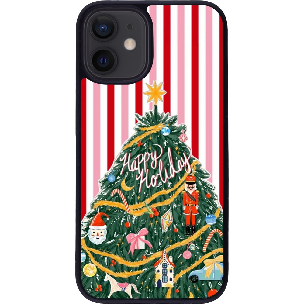 iPhone 12 mini Case Hülle - Silikon schwarz Christmas 25 Happy Holiday