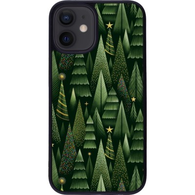 Coque iPhone 12 mini - Silicone rigide noir Christmas 25 Pattern Xmas Tree
