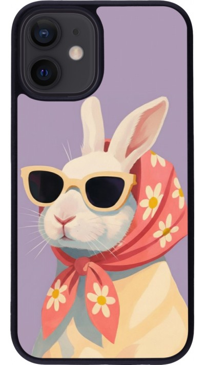 Coque iPhone 12 mini - Silicone rigide noir Easter 2026 Rabbit with scarf