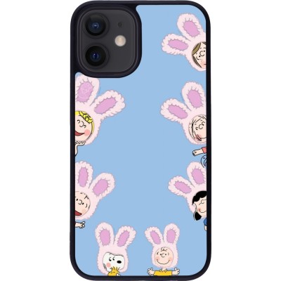 Coque iPhone 12 mini - Silicone rigide noir Easter 2026 Snoopy