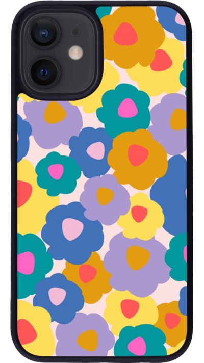 Coque iPhone 12 mini - Silicone rigide noir Easter 2024 flower power