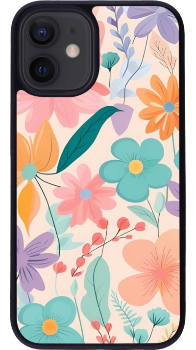 Coque iPhone 12 mini - Silicone rigide noir Easter 2024 spring flowers