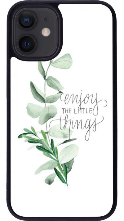 Coque iPhone 12 mini - Silicone rigide noir Enjoy the little things
