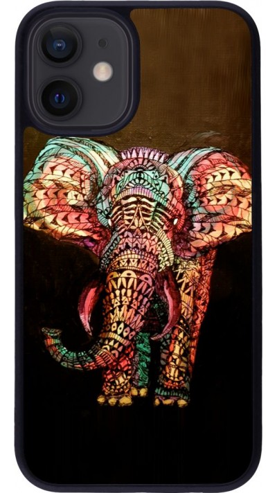 Coque iPhone 12 mini - Silicone rigide noir Elephant 02