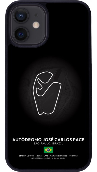 Coque iPhone 12 mini - Silicone rigide noir F1 Track 2025 Brazil