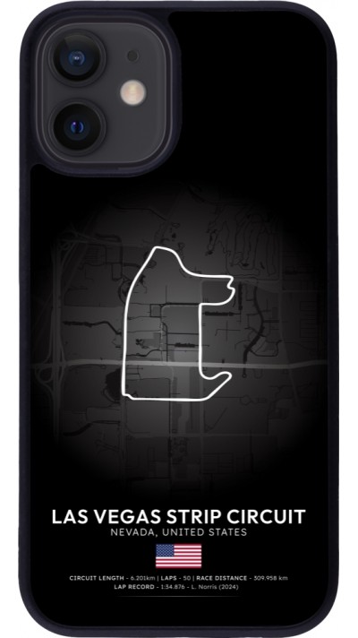 Coque iPhone 12 mini - Silicone rigide noir F1 Track 2025 Las Vegas