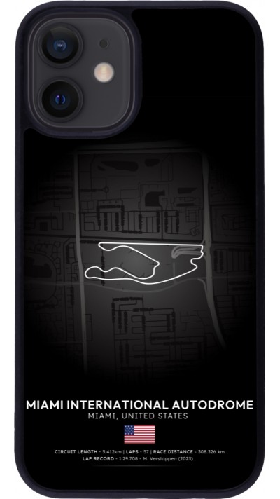 Coque iPhone 12 mini - Silicone rigide noir F1 Track 2025 Miami