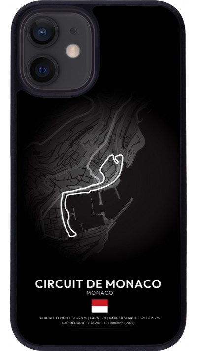 Coque iPhone 12 mini - Silicone rigide noir F1 Track 2025 Monaco