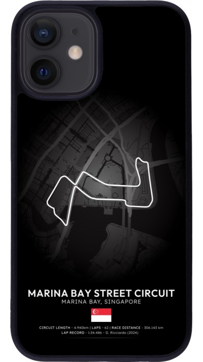 Coque iPhone 12 mini - Silicone rigide noir F1 Track 2025 Singapore