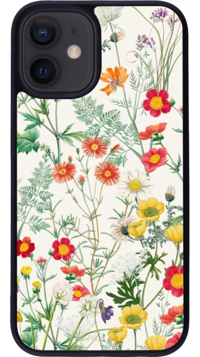 Coque iPhone 12 mini - Silicone rigide noir Flora Botanical Wildlife