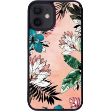 Coque iPhone 12 mini - Silicone rigide noir Flowers Artprint