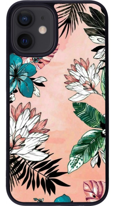 Coque iPhone 12 mini - Silicone rigide noir Flowers Artprint