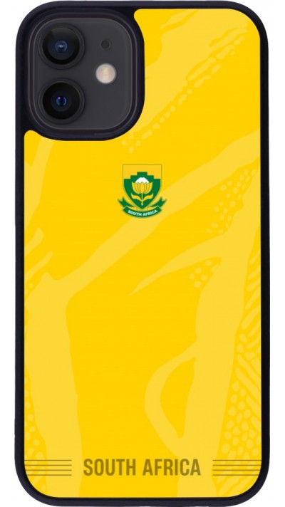 Coque iPhone 12 mini - Silicone rigide noir Maillot de football Afrique du Sud 2026 personnalisable