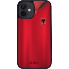 Coque iPhone 12 mini - Silicone rigide noir Maillot de football Albanie personnalisable
