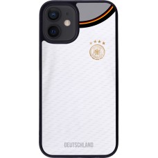 Coque iPhone 12 mini - Silicone rigide noir Maillot de football Allemagne 2022 personnalisable