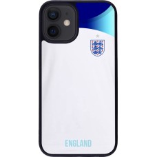 Coque iPhone 12 mini - Silicone rigide noir Maillot de football Angleterre 2022 personnalisable