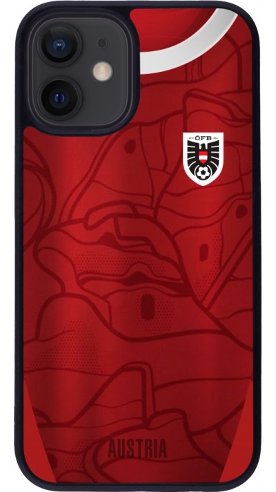 Coque iPhone 12 mini - Silicone rigide noir Maillot de football Autriche personnalisable