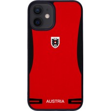 Coque iPhone 12 mini - Silicone rigide noir Maillot de football Autriche 2026 personnalisable