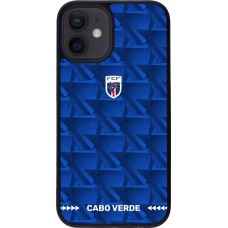 Coque iPhone 12 mini - Silicone rigide noir Maillot de football Cap-Vert 2026 personnalisable