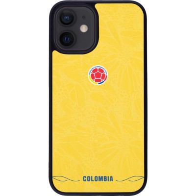 Coque iPhone 12 mini - Silicone rigide noir Maillot de football Colombie 2026 personnalisable