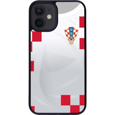 iPhone 12 mini Case Hülle - Silikon schwarz Kroatien 2022 personalisierbares Fussballtrikot